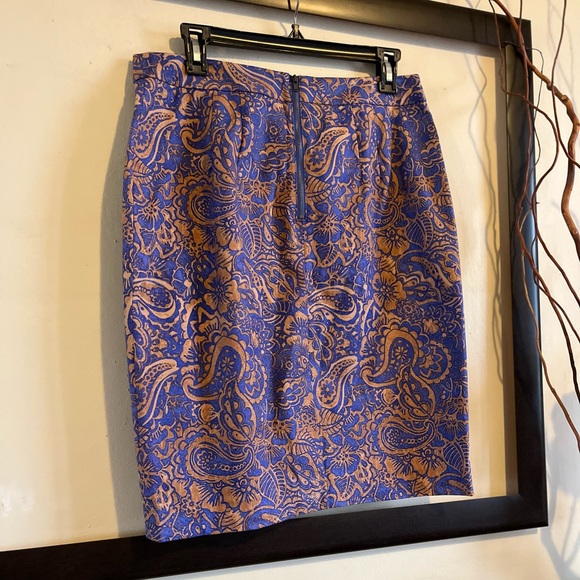 NWT  LOFT, cork and blue denim colors pencil skirt - Picture 2 of 6